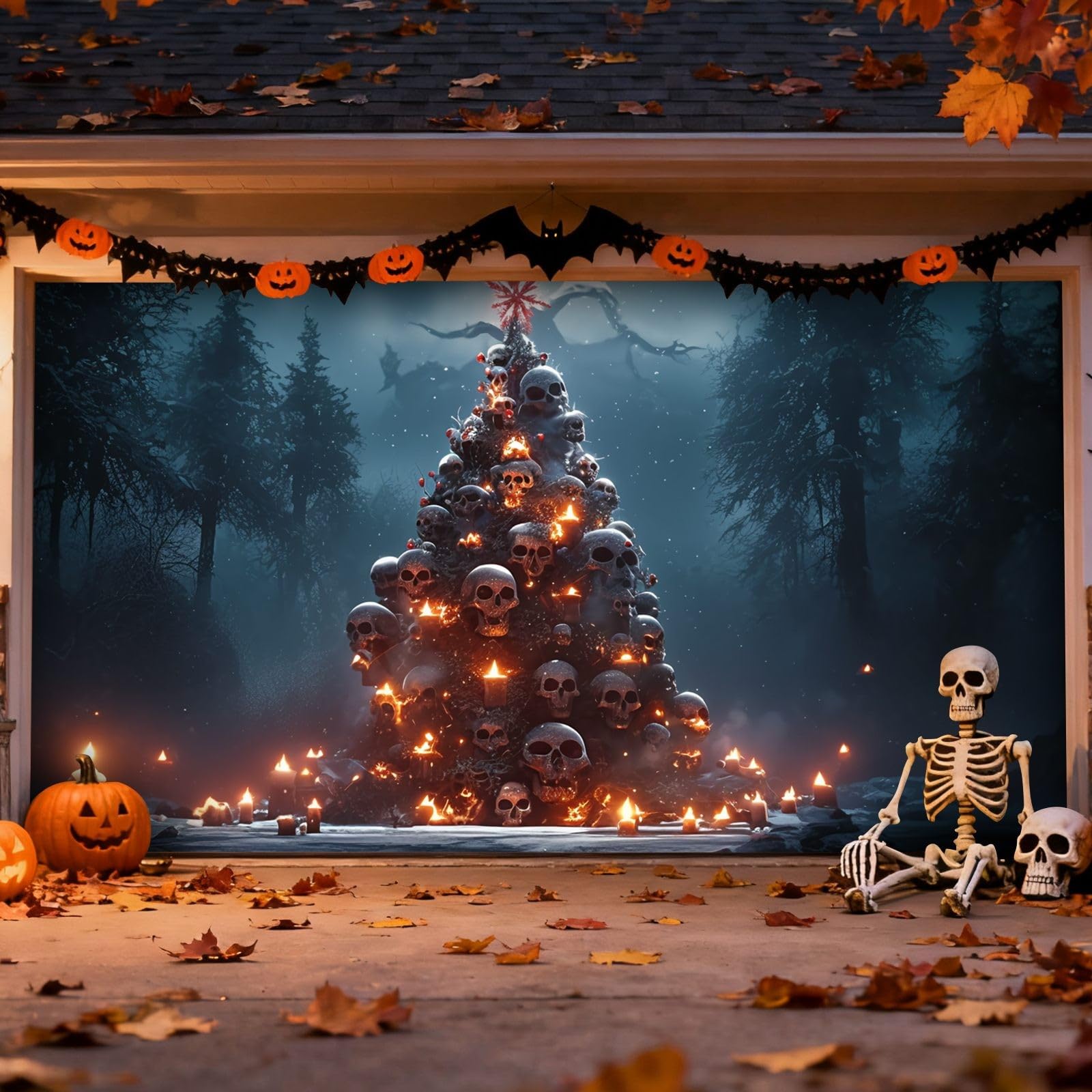 Letreros grandes de Halloween para puerta de garaje al aire libre para fiestas de vacaciones, festivales, letrero de bienvenida