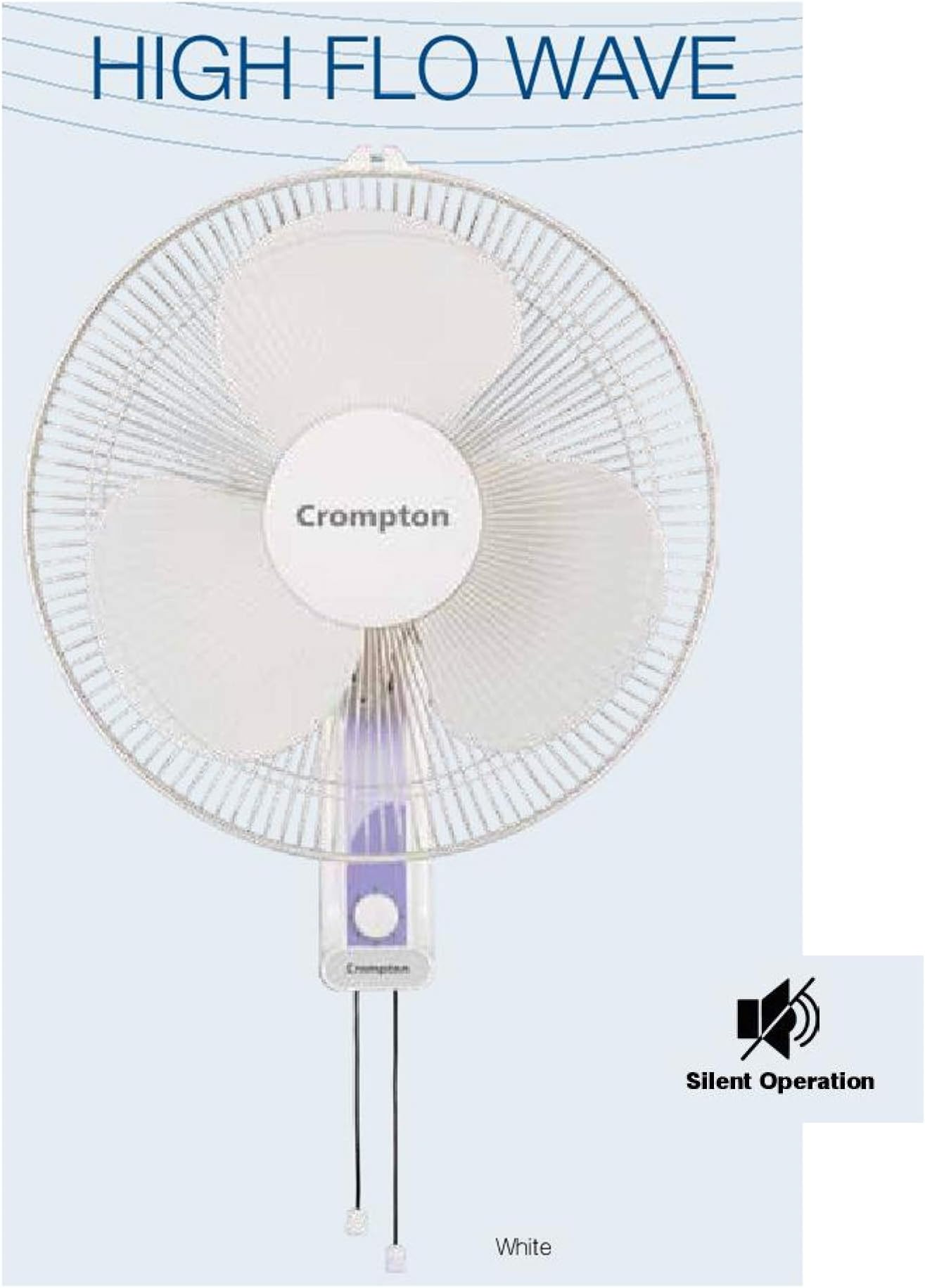 Crompton High Flo Wave Wall Mounted Fan - 400Mm - White