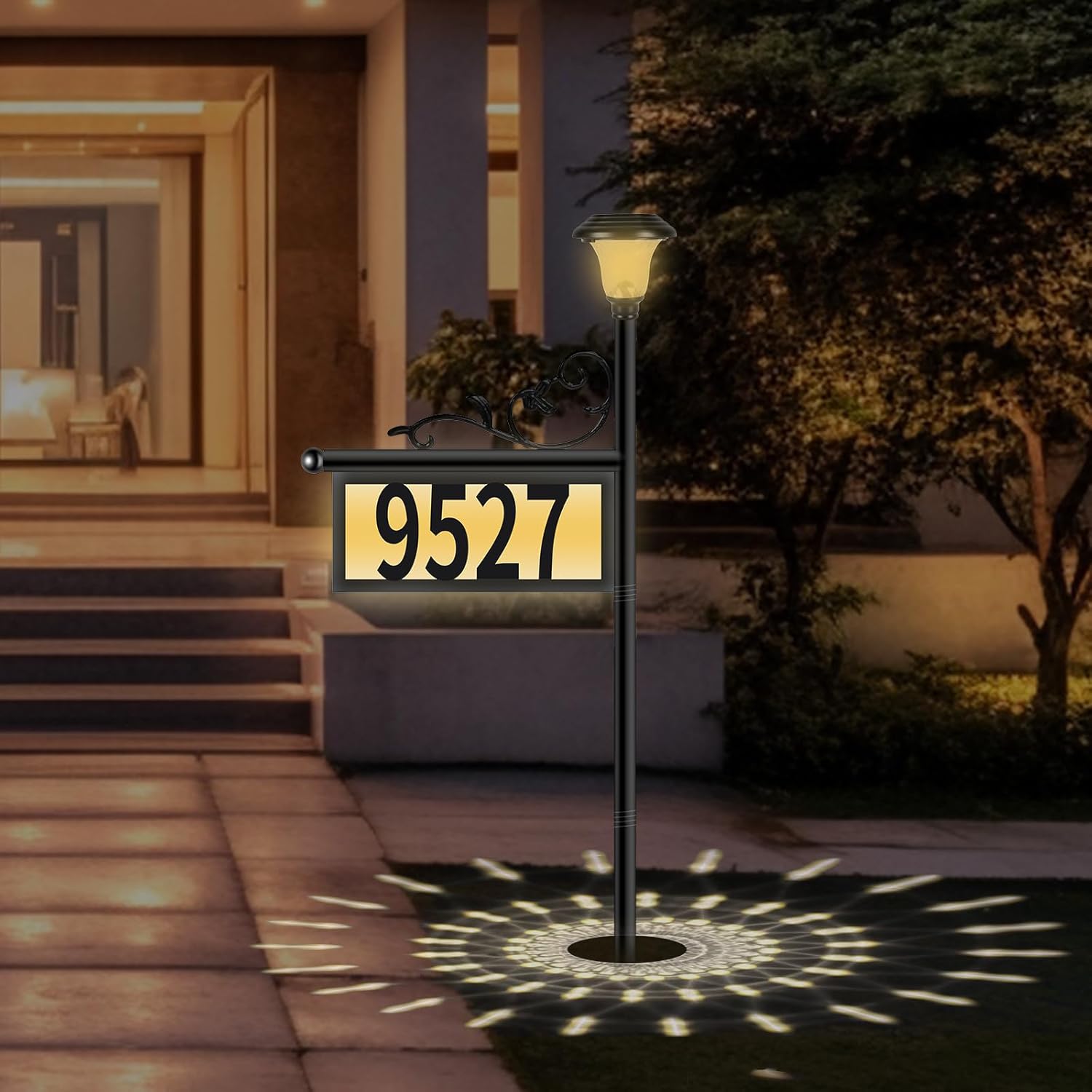 Metal Deluxe Solar House Numbers Display Signs with Warm White & Cold White for Outside - 50 Customizable Numbers (from 0 to 9), Solar Address Signs for Yard, Weather-Resistant LED Illuminated Plaques