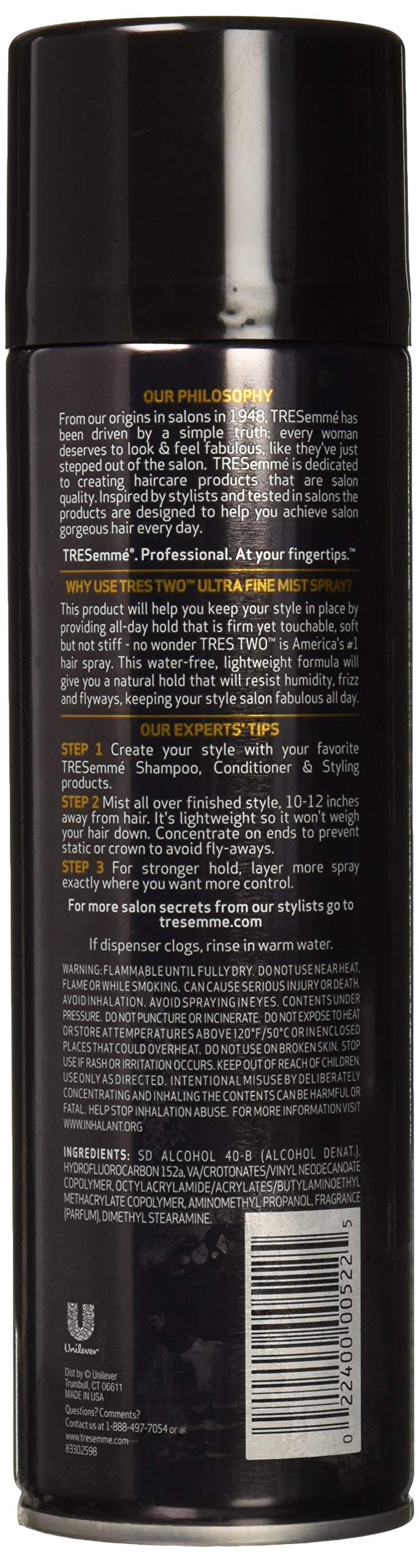 TRESemmé Ultra Fine Mist Hairspray, Lightweight Flexible Hold, 24H Frizz Control