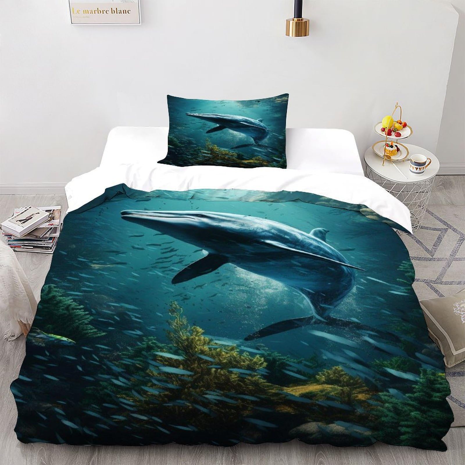 Housse de couette avec taie d'oreiller au motif esthétique marin pour réinventer votre chambre