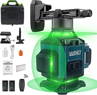 Vashly 16 Line Laser Level Self Leveling, 4 x 360° 4D Green Cross Line Lazer Level Tool with Horizontal and Vertical Lines, Remote Controller, Magnetic Rotating Stand