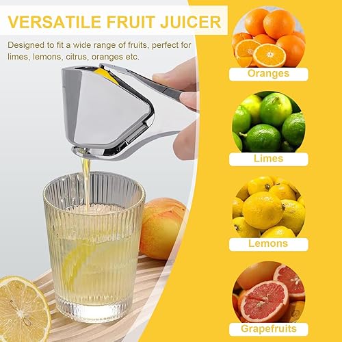Miniatura 2 de Exprimidor de limón  Exprimidor manual de cítricos resistente para limón, lima, naranja, extracción máxima de jugo, acero inoxidable inoxidable y