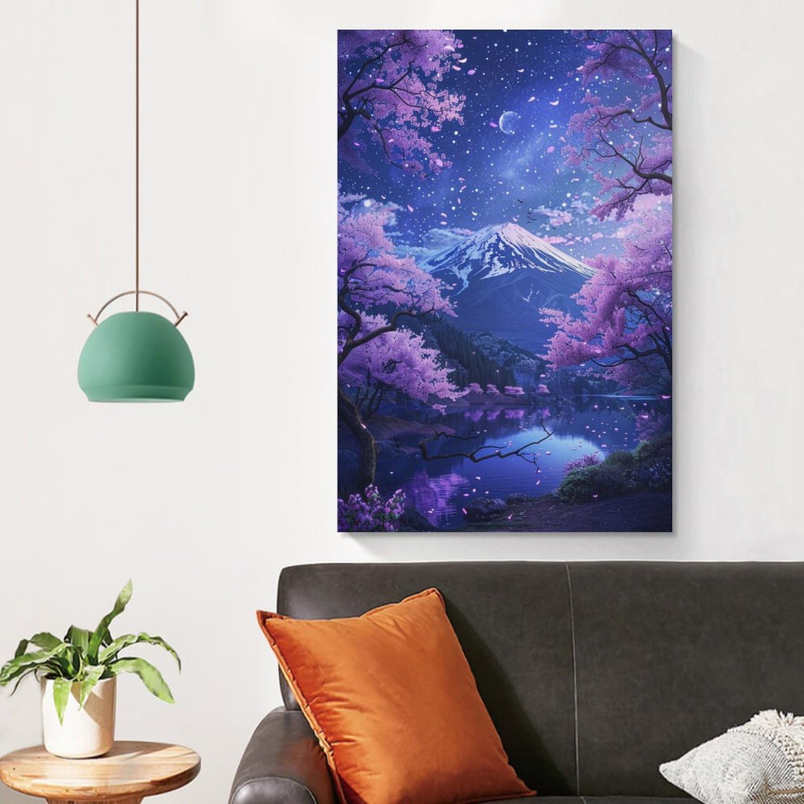 Amazon.co.jp: 絵画 富士山の夜桜が美しい景色インテリア 絵画 魅力的