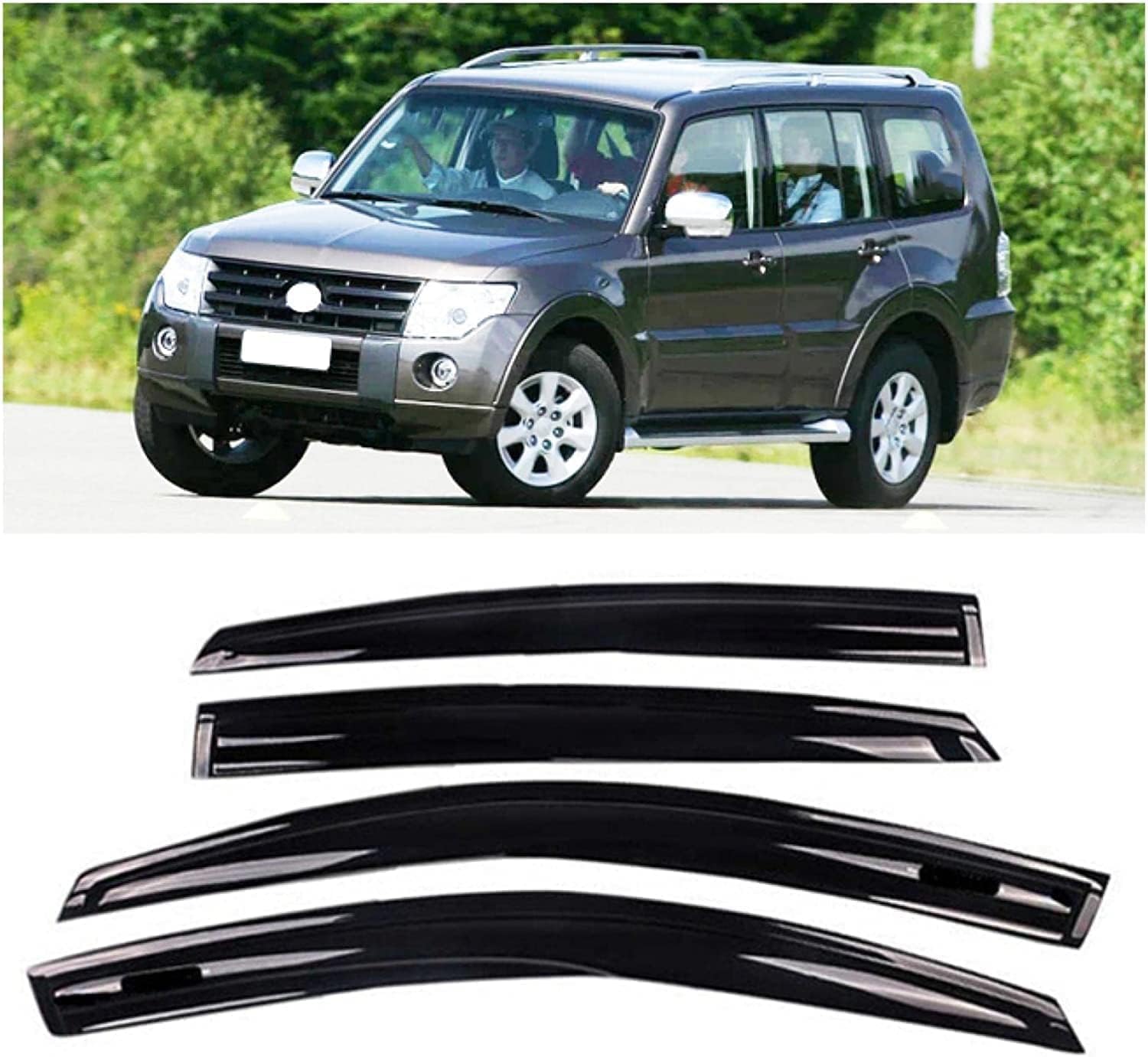 PANXUC Car Wind Deflectors for Mitsubishi Pajero 2008-2011, Side Window Wind Rain Deflector Window Visor Sun Rain Guard Smoke Guards