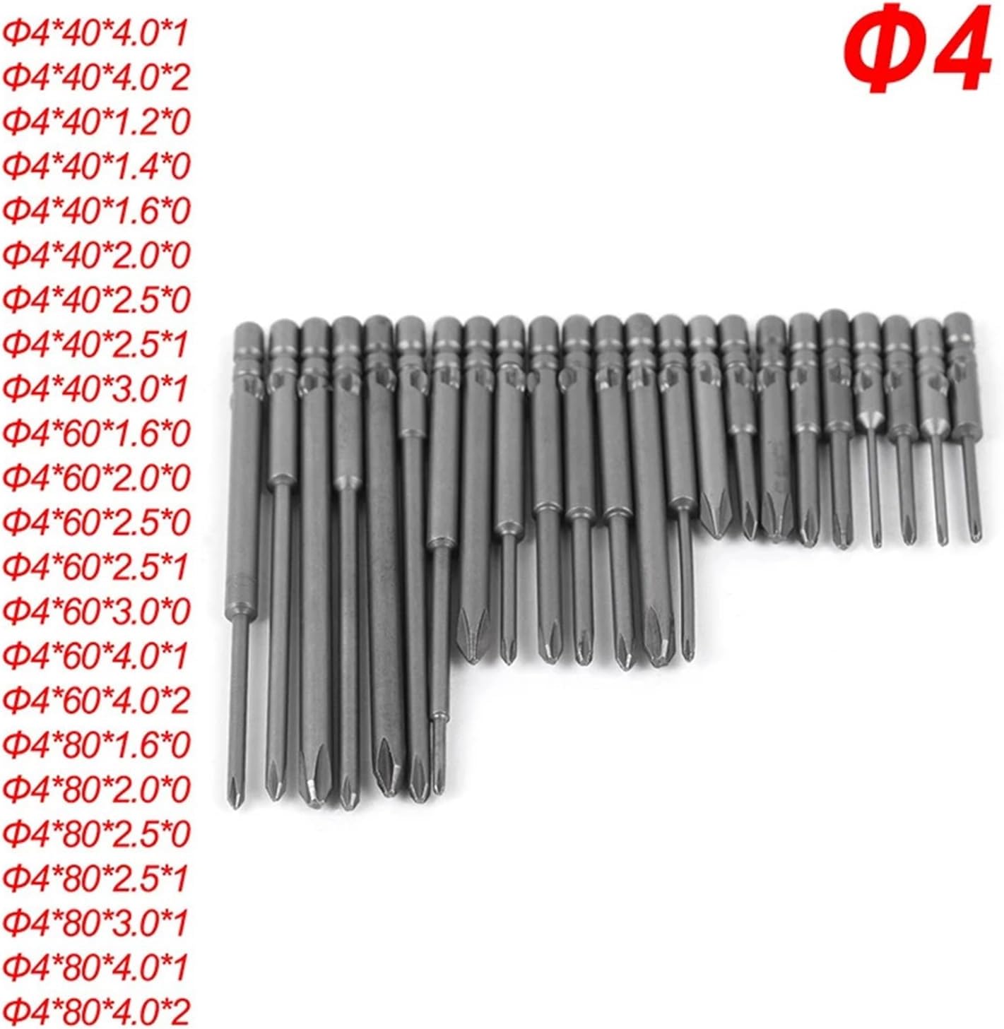1PCS Screwdriver Bits Length 60mm Phillips Type Trox Bits,Round Shank With Magnetic,Tip Diameter 1.6-4.0mm(PH0 1.6mm)