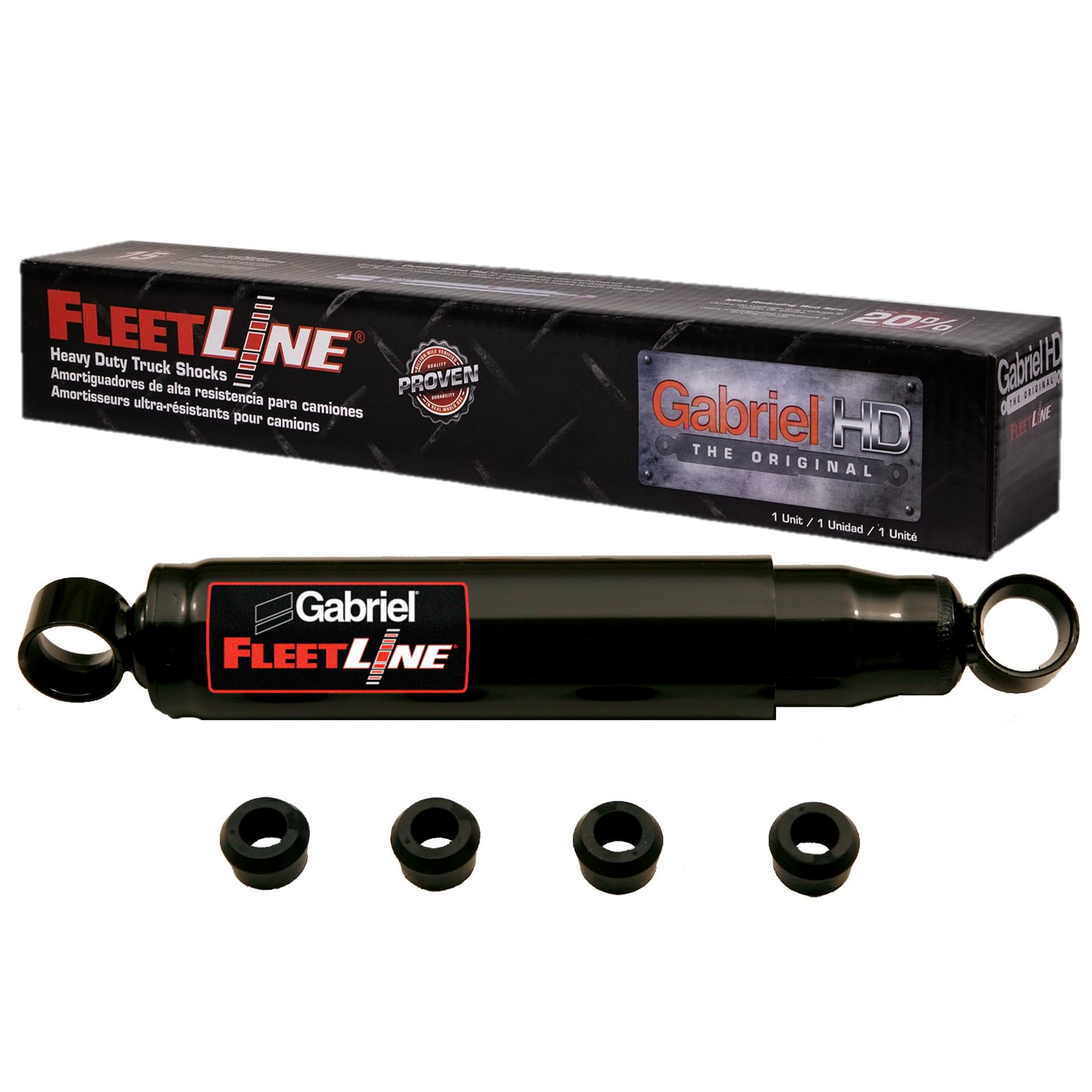 Gabriel 83308 FleetLine HD Truck Front/Rear Shocks Fits International S, Loadstar; Ford N, NT, LL, LLA, LTA, LTL, LTLA, C, CT, F Series; OEM# 474002C91, F6HZ-18124-B, F1HT18045DB