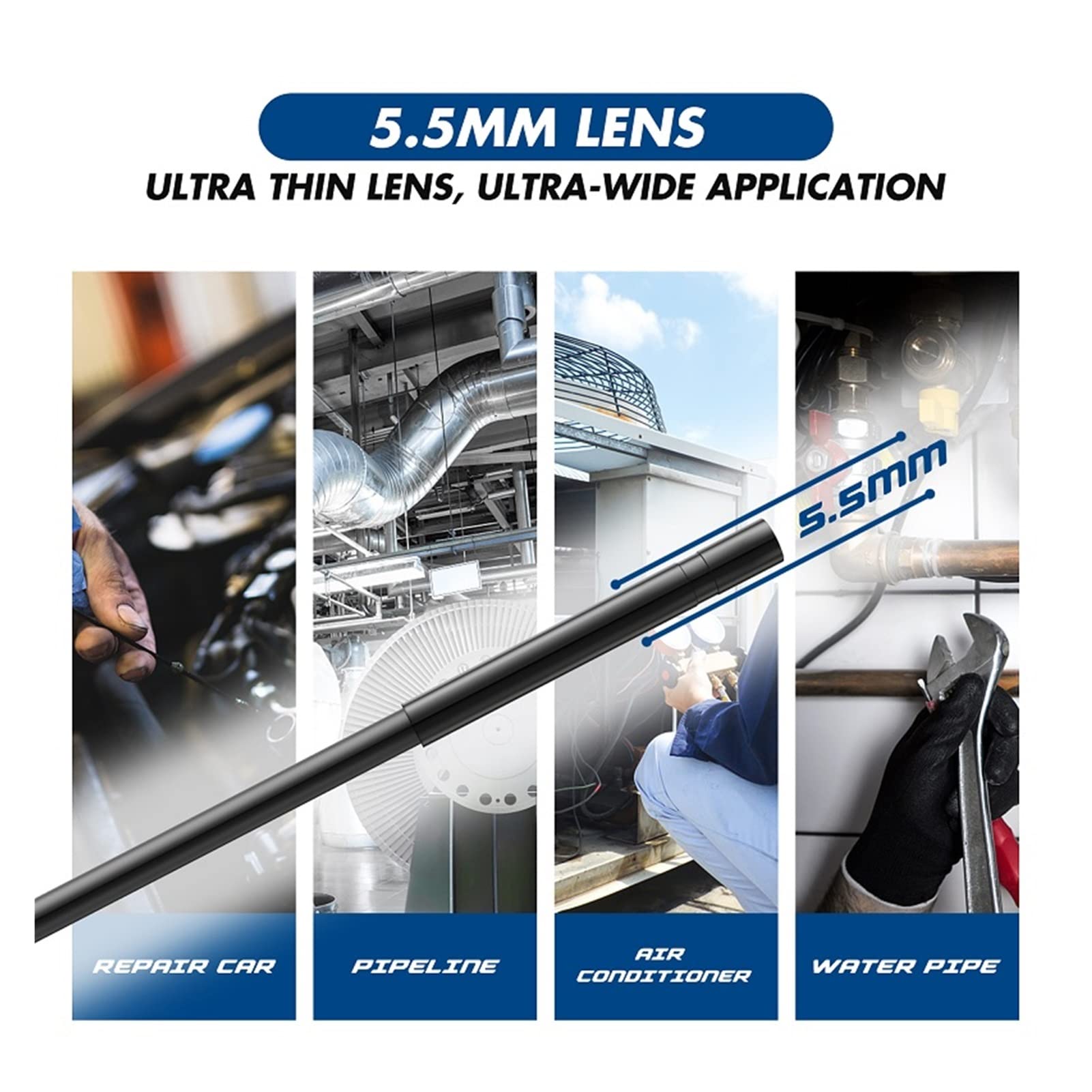 F220 WiFi. Lente endoscopio 5,5 mm HD1080P IP67. Endoscopia impermeabile 6. Le. Telecamera Borescope di ispezione DS 2600 Mah per Fognature(10m)