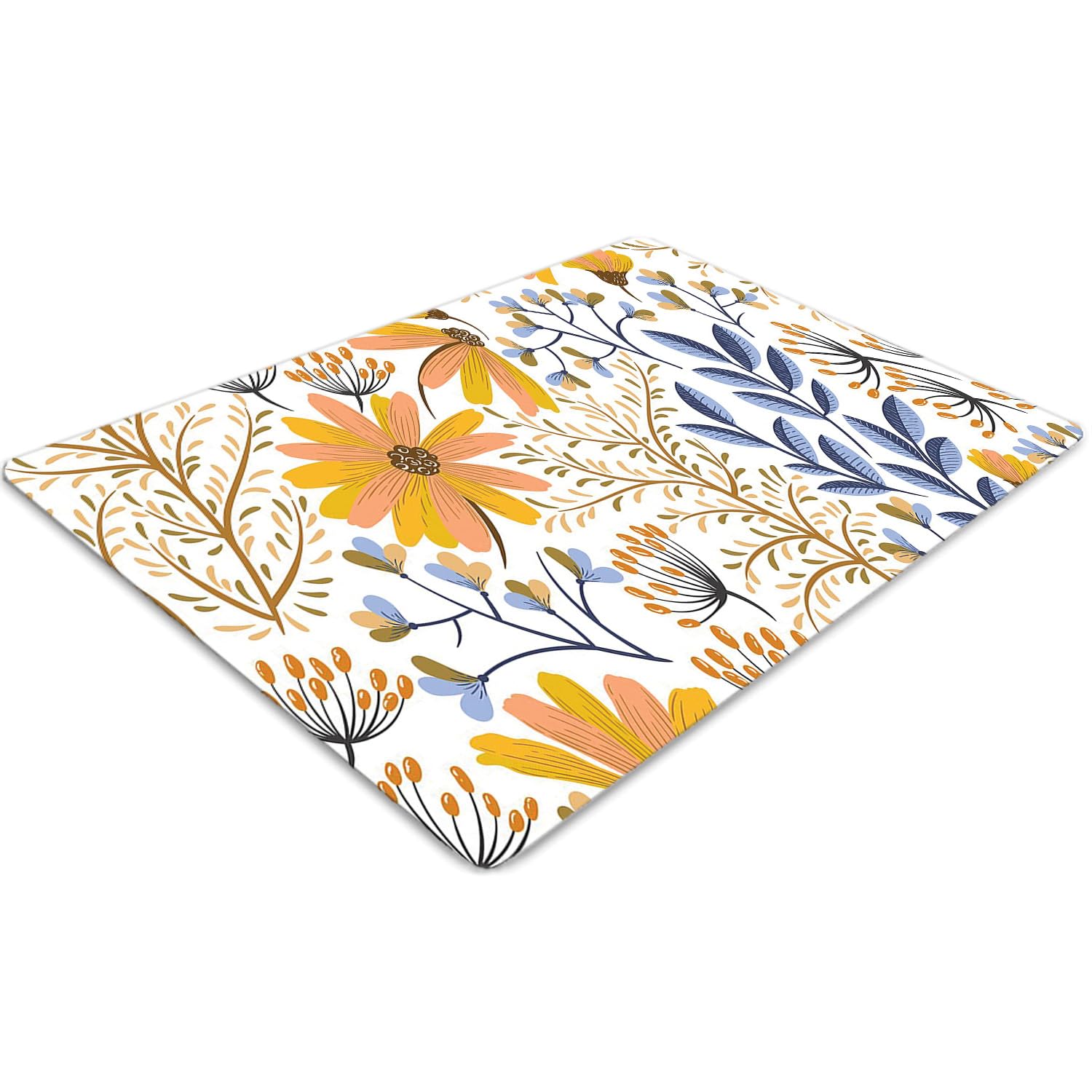 Tapis de Chaise Protège-Sol Imperméable et Antidérapant à Motif Tropical