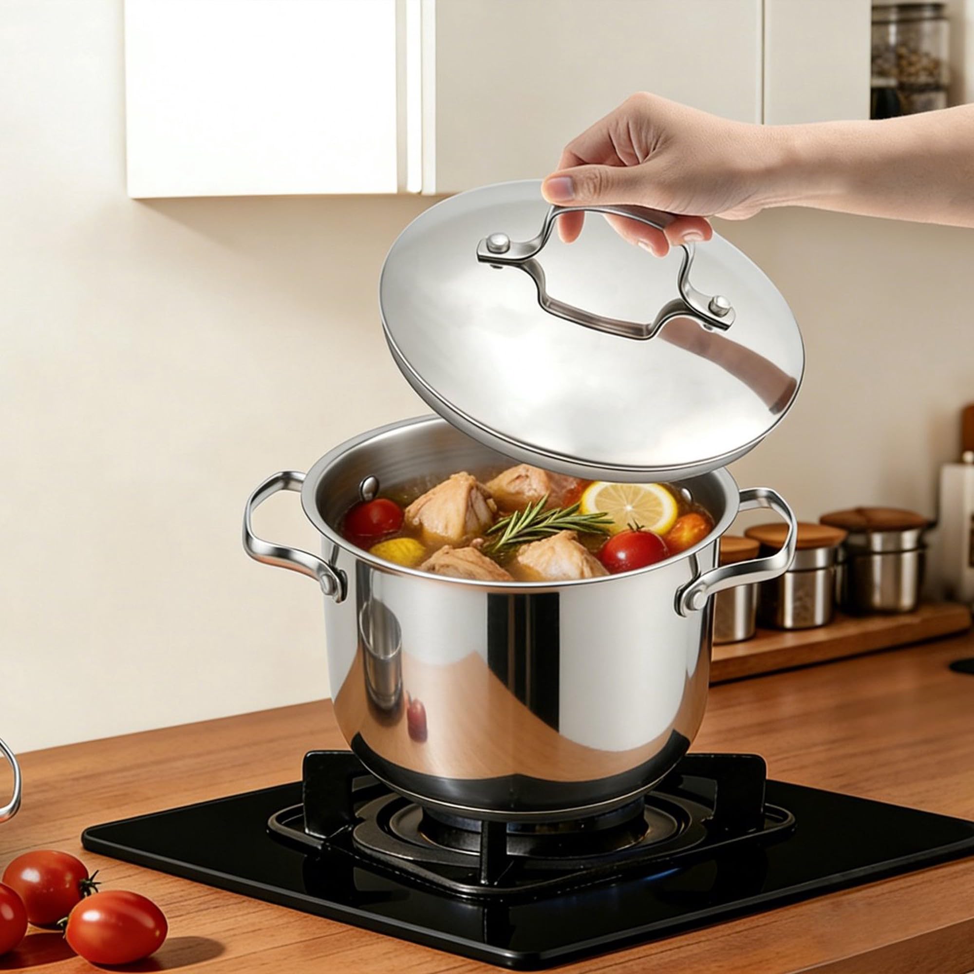 Couscoussier Zermatt Glacier Collection SH-VC24 - Tous Feux dont Induction - Acier Inoxydable 2-en-1 - Ø24cm 12L - Cuisine Saine Sans PFAS Poignées Froides