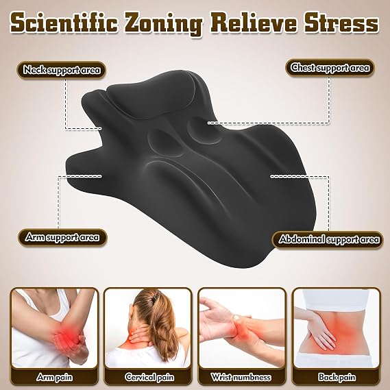 Ergonomic Memory Foam Wedge Pillow, 27 Angled Bed Wedge Support Pillow for Back, Waist, Hips, Legs and Neck, Multi-Position Cushion with Removable Cover (Black)