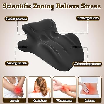 Ergonomic Memory Foam Wedge Pillow, 27 Angled Bed Wedge Support Pillow for Back, Waist, Hips, Legs and Neck, Multi-Position Cushion with Removable Cover (Black)