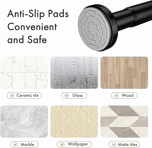 Miniatura 6 de AmazerBath Barra de cortina de ducha con tensión de resorte, 31-75 pulgadas, resistente al óxido, barra de cortina de ducha ajustable, sin taladro,