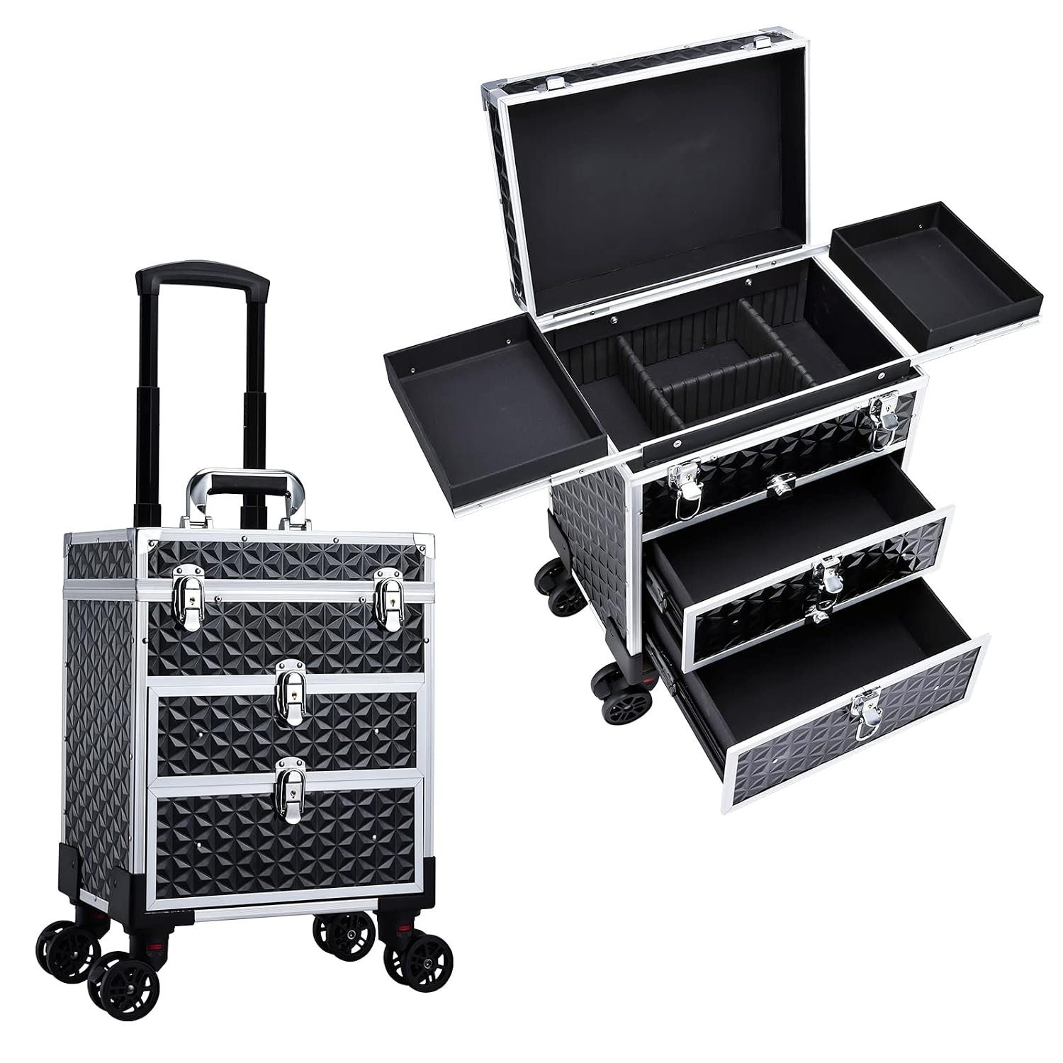 FRENESSA Professional Rolling Makeup Case Aluminum Trolley Train Case with Wheels for Makuep Artist Travel Cosmetic Organi... - Review, Price and Buying Guide