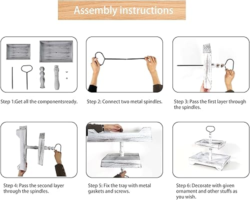 Miniatura 7 de Decoración de bandeja escalonada, decoración de bandeja de niveles, bandeja escalonada, para mesas de comedor rurales, decoración de temporada para
