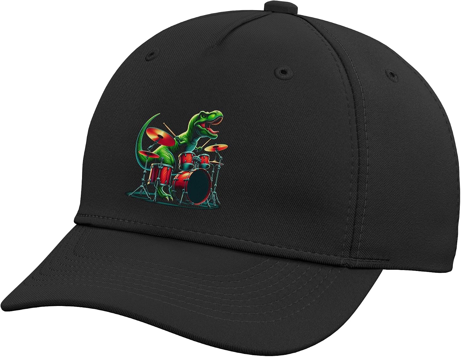 Cool Dinosaur Drummer - Boys Girls Kids Drummers Adjustable Baseball Hat