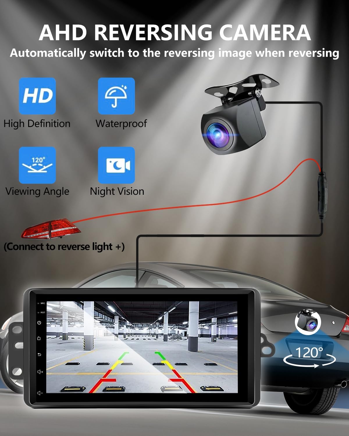 Diagram showing rearview camera connection to car stereo