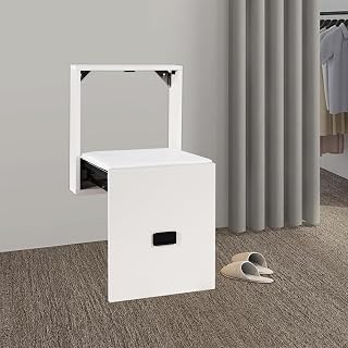 Wandklappstuhl Klappbank Wand Badewannensitz Klappstuhl Schuhwechselhocker Duschhocker Kann für Schnelle Schuhwechsel oder Ruhepausen Verwendet Werden, Belastbar bis 150 kg (Weiß)