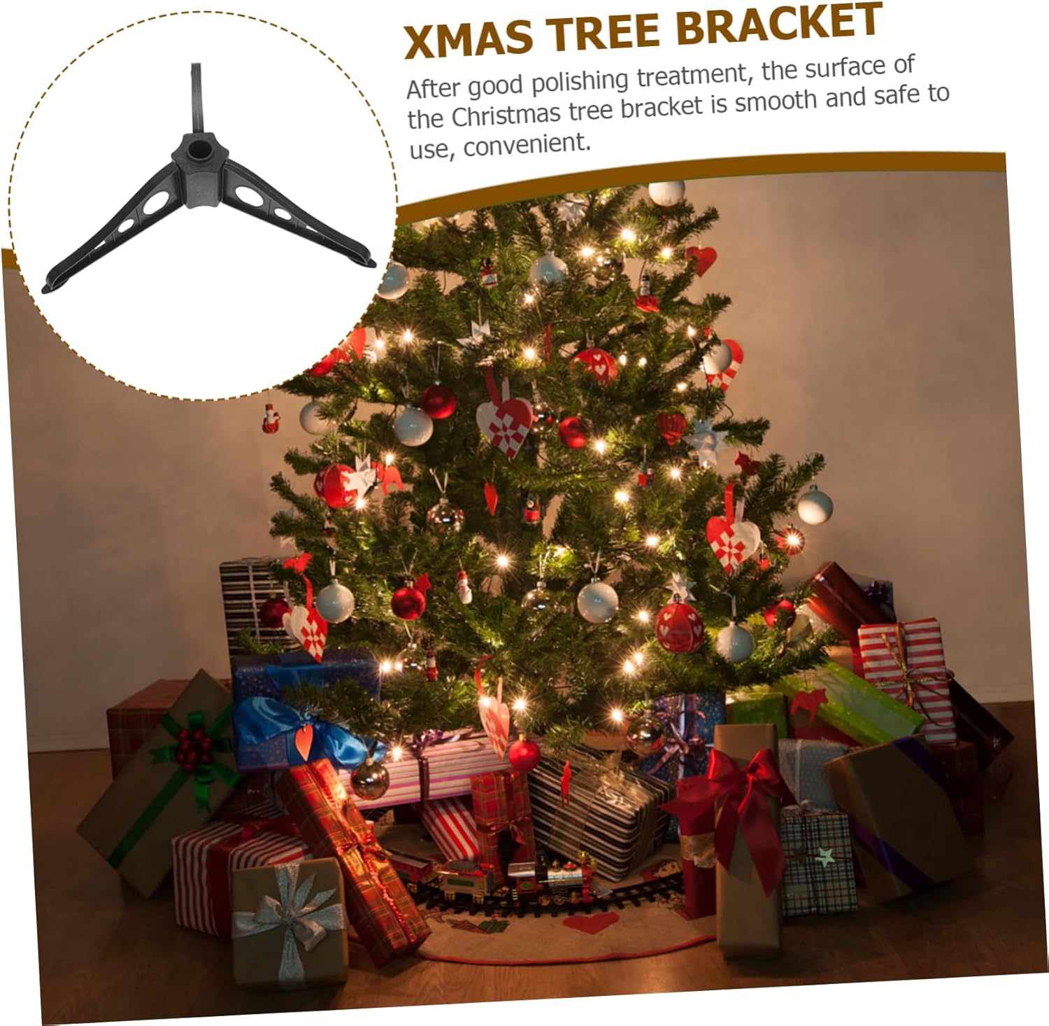 4Pcs Christmas Tree Stand Stable Support Bracket for Artificial Xmas Trees Easy to Assemble Smooth Finish Detachable Design for Holiday Decorations