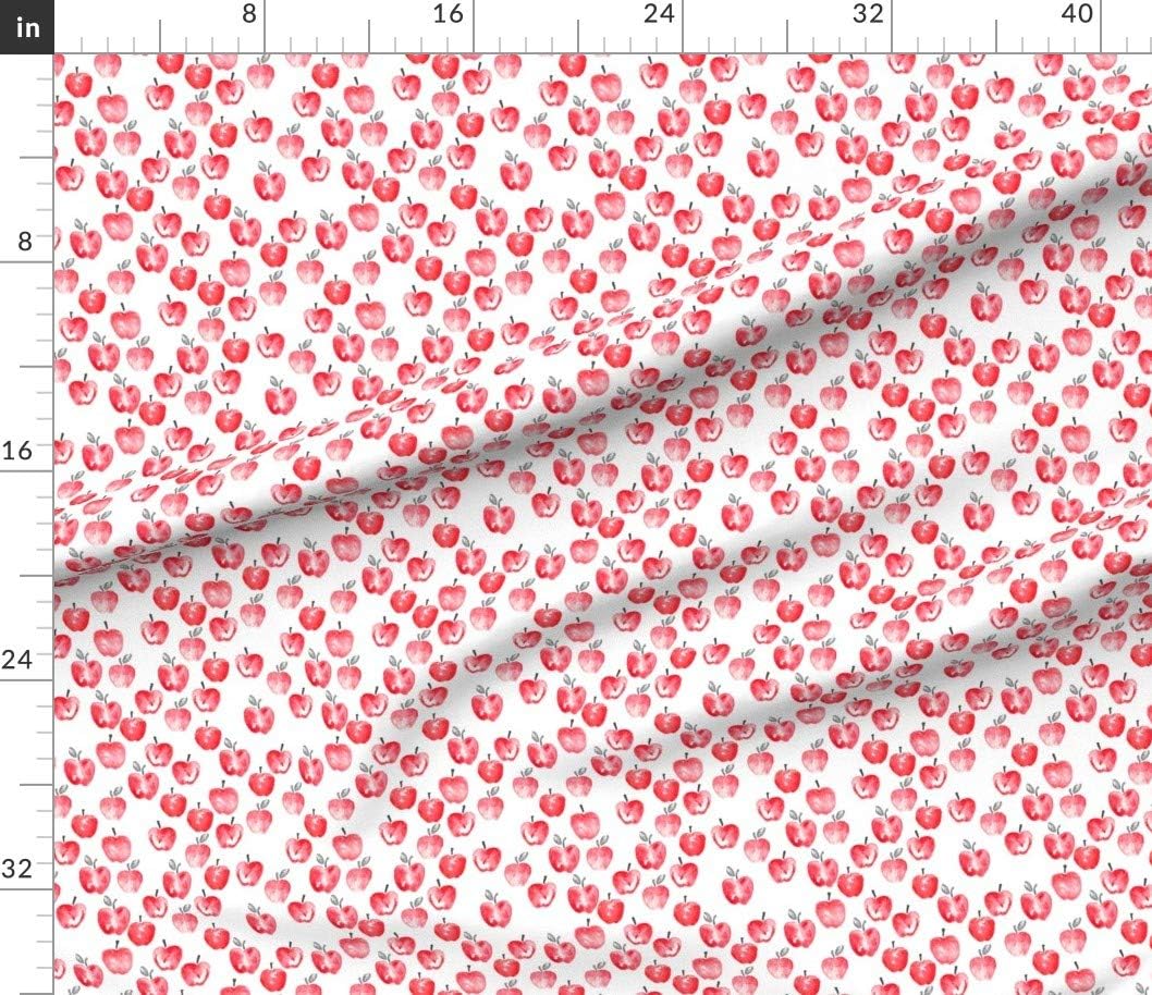 Spoonflower Fabric - Watercolor Apples Red Back School Fruit Summer Fall Printed on Petal Signature Cotton Fabric by The Yard - Sewing Quilting Apparel Crafts Decor