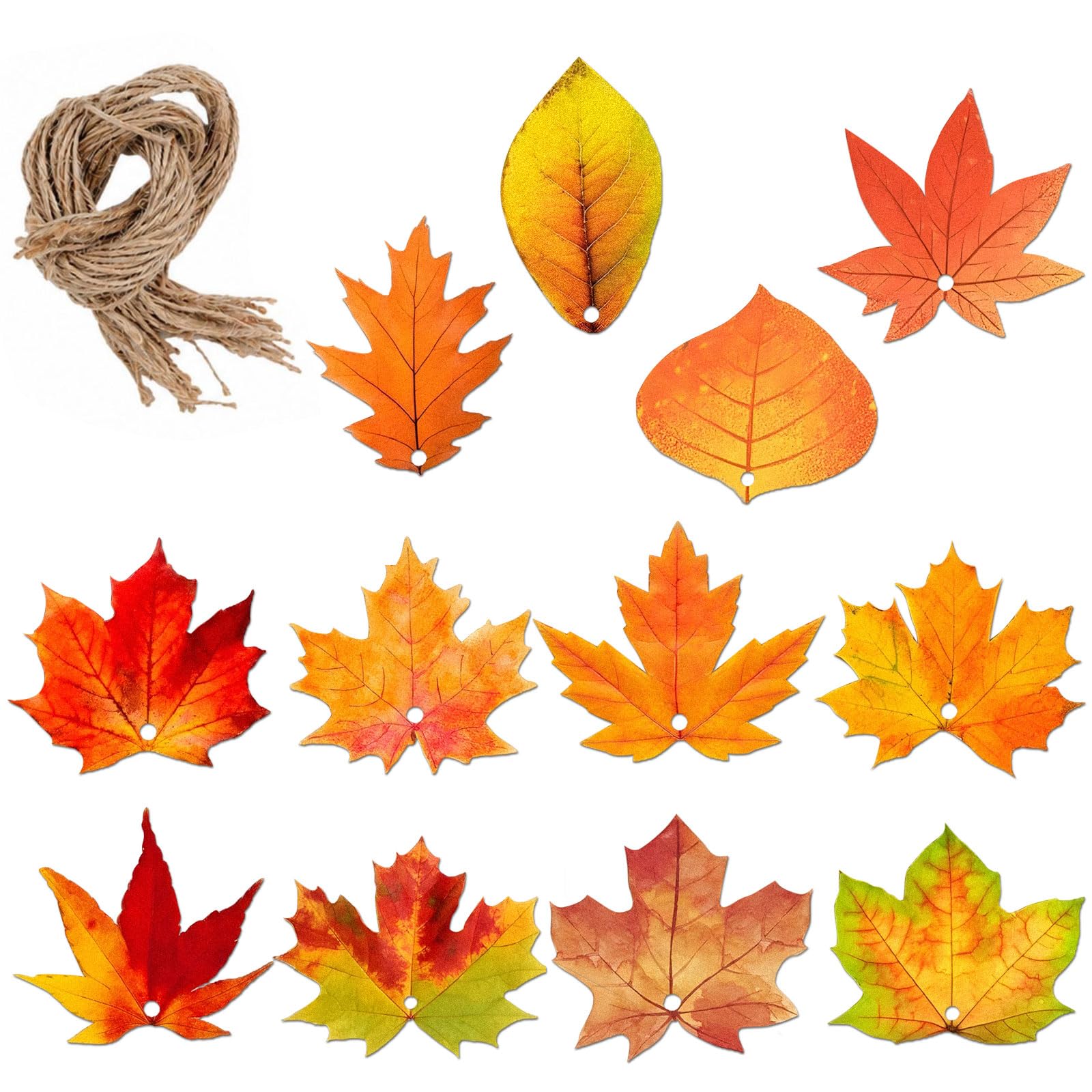 12 Pcs Autumn Tree Decorations, Maple Leaf Leaves Wooden Hanging Tree