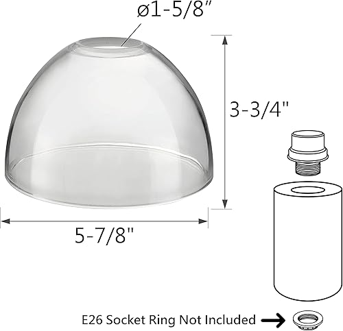 Miniatura 2 de Aspen Creative 23621-60-3, pantalla de cristal transparente para luminaria, luz de tocador, luz de pared, tamaño: 5-7/8 pulgadas de profundidad x