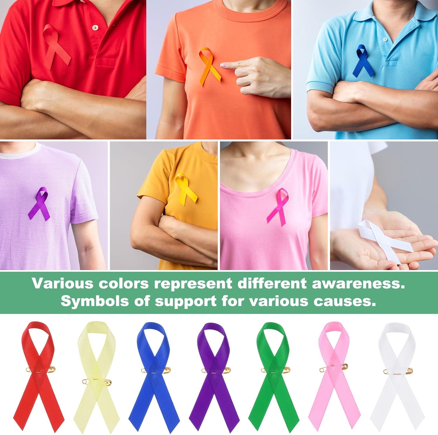 M METERXITY 200-Pack Purple & Yellow Awareness Ribbons, Satin Ribbon with Safety Pins for Charity Public/Social Event/Party/Clothing Decoration, Hope Faith Awareness Lapel Brooch