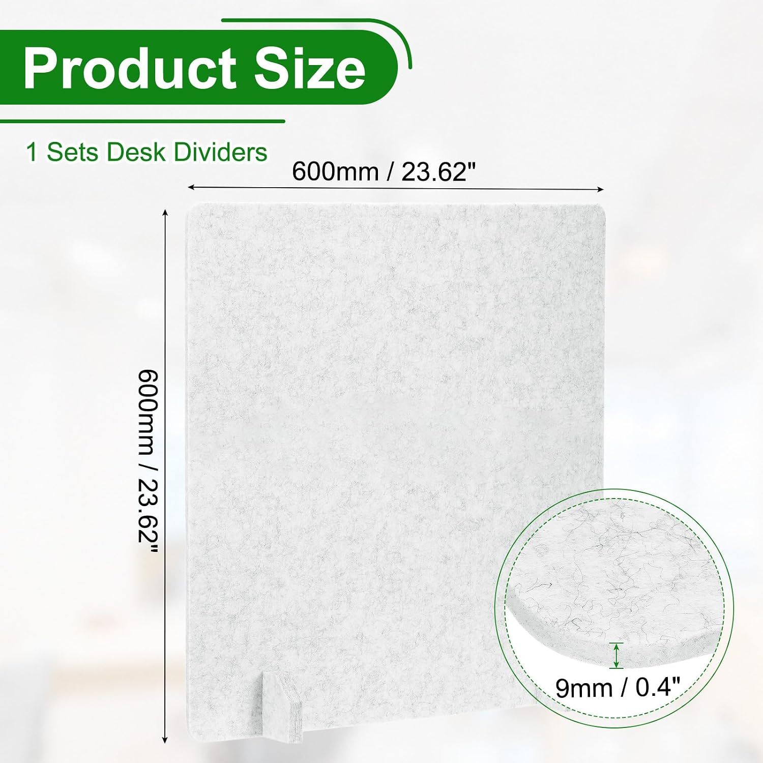 PATIKIL Desk Dividers 24" x 24", 1 Pack Desk Privacy Panel Freestanding Noise Reducing Partition Acoustic Panel with 4Pcs Support Feet for Testing Office Home Library, Light Gray Style C