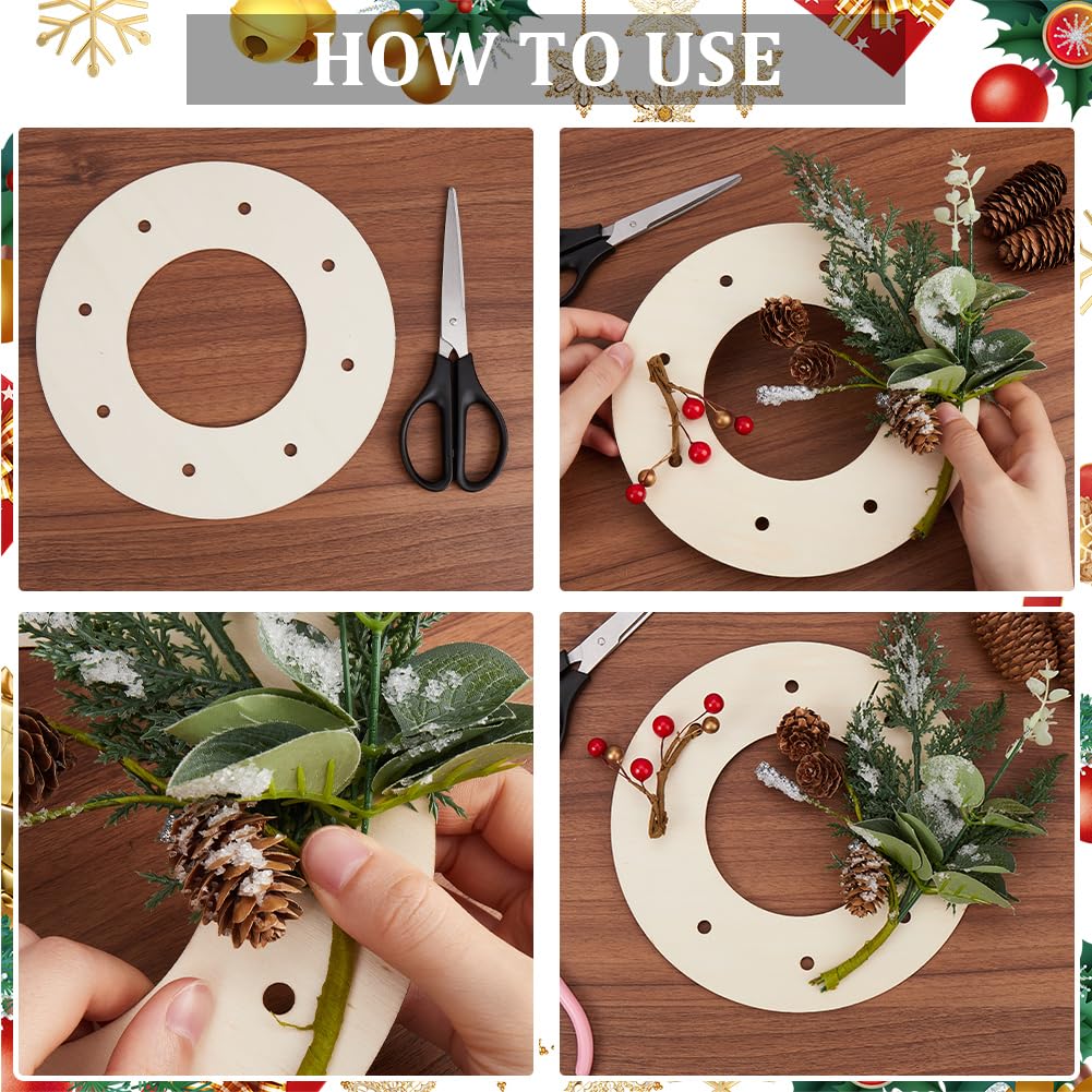 FINGERINSPIRE 6 Cornici Per Ghirlande In Legno, 20 Cm – Anelli Per Lavoretti Fai Da Te, Compensato Naturale Con Fori, Per Matrimoni, Decorazioni Natalizie E Festose - 2