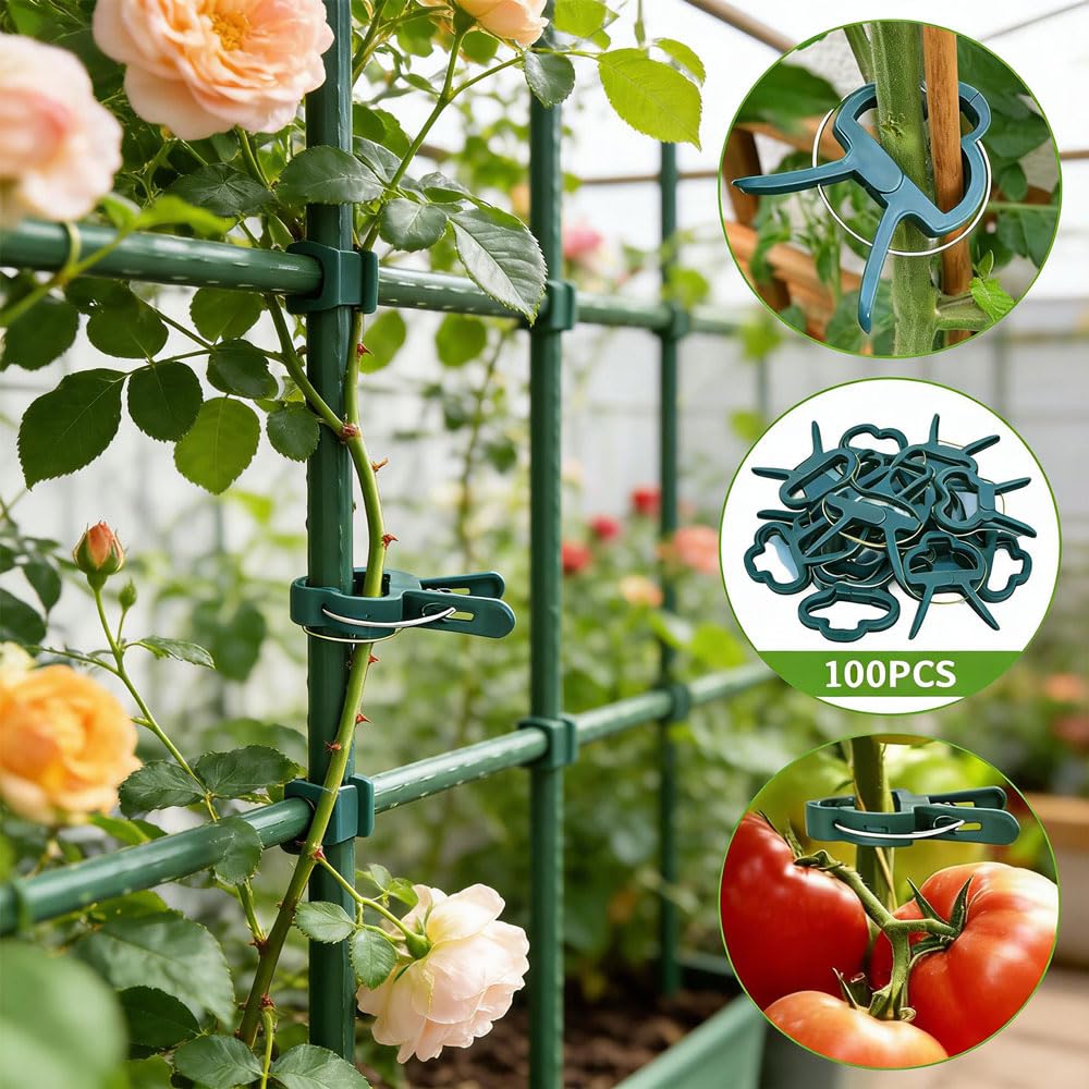 100 Pieces Clips Tomate Clips pour Plantes, Attache Tomates Clips Réutilisable, Attache Tomate, Attache Plante, Attaches de Plantes pour Tomates, Concombres, Roses