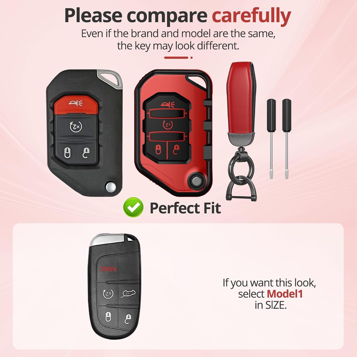 For Jeep Key Fob Cover Accessories- Matte TPU Key Fob Cover with Leather Keychain for Jeep Wrangler JL JLU Rubicon Gladiator Sahara. - Image 2