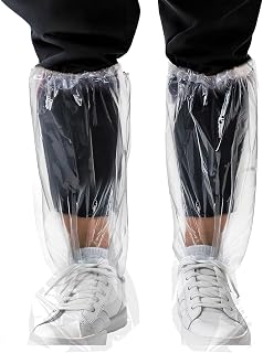 8 PCS Shoe Covers, Thickened Plastic Disposable Waterproof Shoe Covers, 19 inch Tall, Long Shoes and Boots, Non-Slip Outdoor Waterproof Shoe Protectors for Women Men(4 Pairs, Clear)