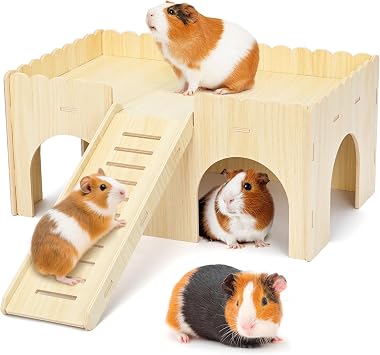 rloao Large Wooden Guinea Pig House, 38 x 24 x 24 cm