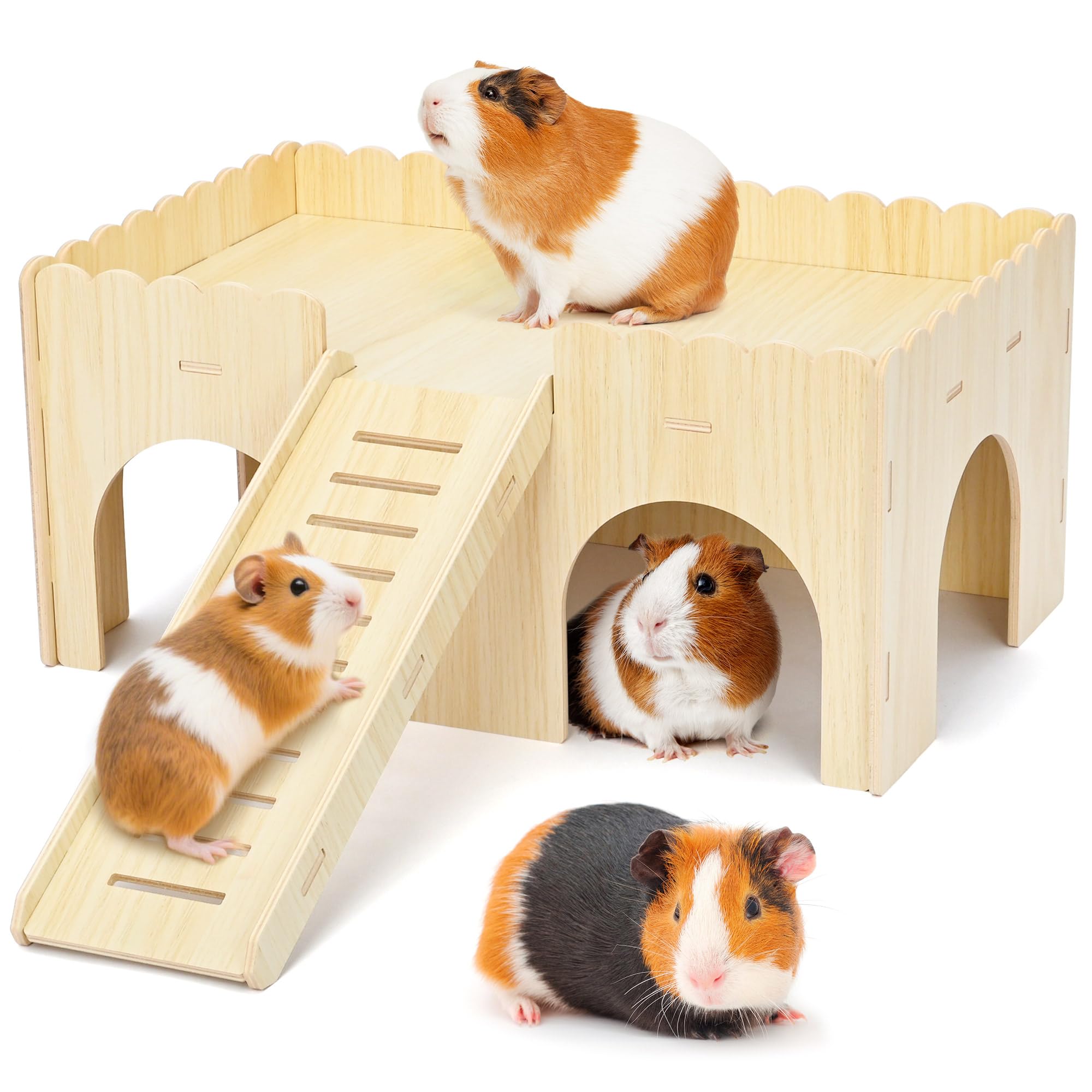 rloao Large Wooden Guinea Pig House, 38 x 24 x 24 cm