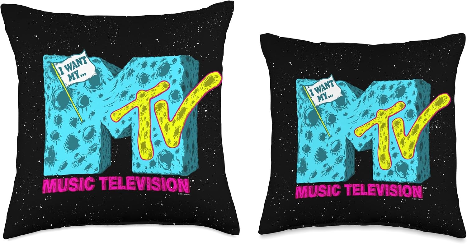 MTV Music Television Blue Moon I Want My MTV Space Throw Pillow