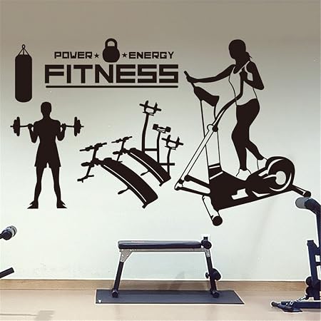 Autocollant Mural Déco Poids Lourds - Sticker Gym/entraînement - Design Contemporain Noir