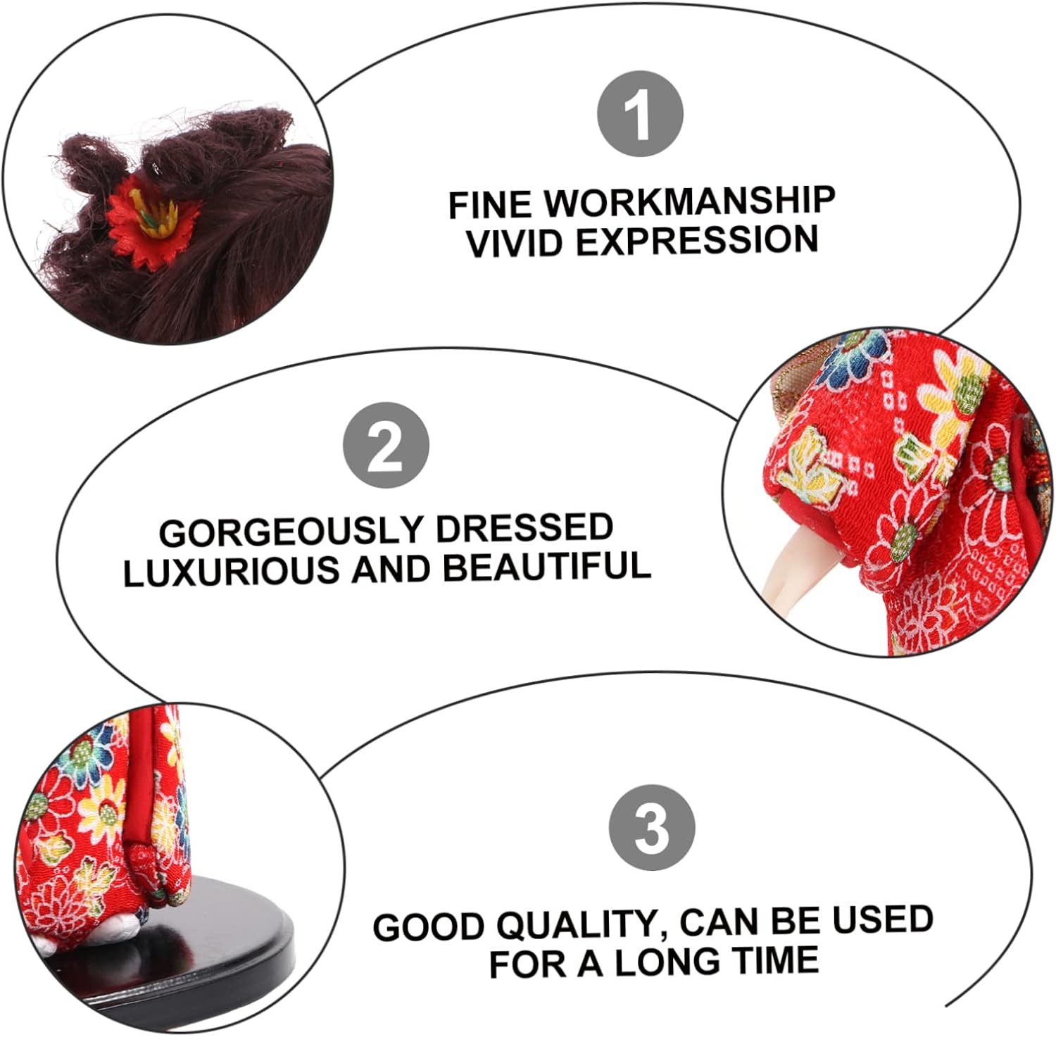 MAGICLULU Creative Handicraft Japanese Doll Adornment Handmade Kimono Doll for Unique Home Decor Photography Prop and Desktop Accent Random Hair Outfit Colors Random Color