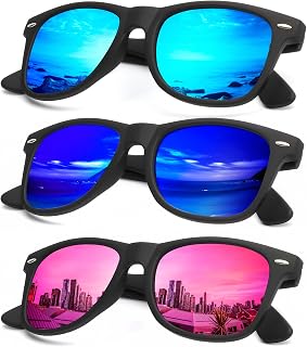 KALIYADI Polarized Sunglasses for Men and Women Matte Finish Sun glasses Color Mirror Lens UV Blocking (3 Pack)