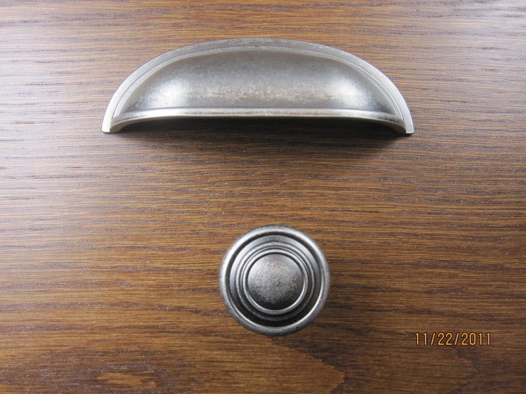 TANGDIAABBCC Aeiniwer Sonoma Cabinet Hardware Montana Pull Bin Cup Handle Antique Pewter 3" Betweeen Screw Holes New