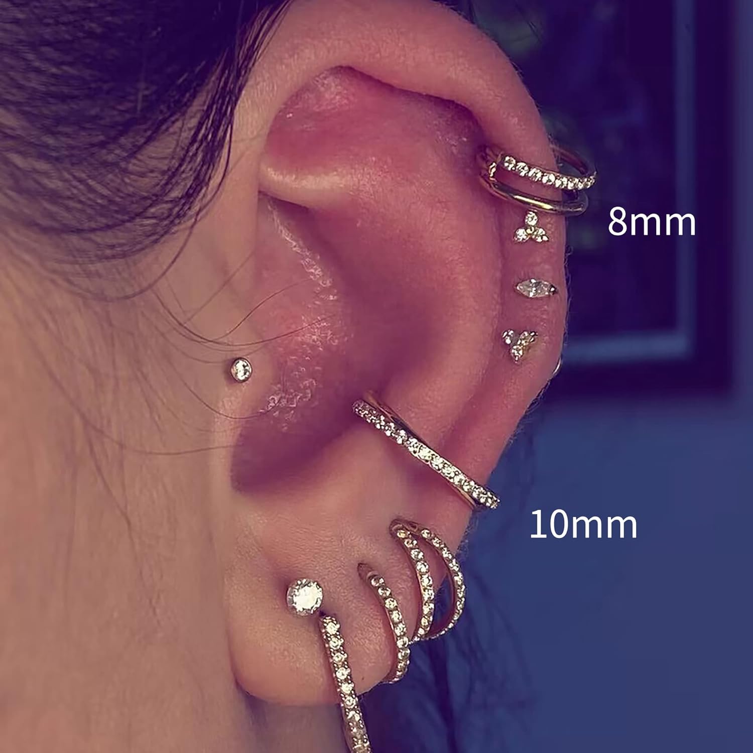 Cartilage Clicker Conch 14K Gold Seamless Pave Hinged Clicker Ring