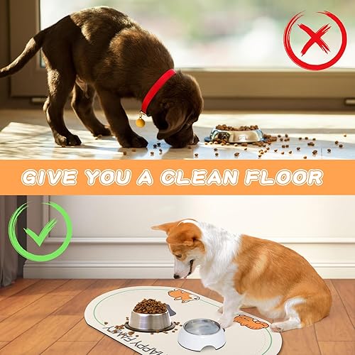 Miniatura 2 de Tapete de comida para perros de 24 x 16 pulgadas, tapete absorbente para alimentos y agua, tapete de comida para gatos para suelos impermeable, sin