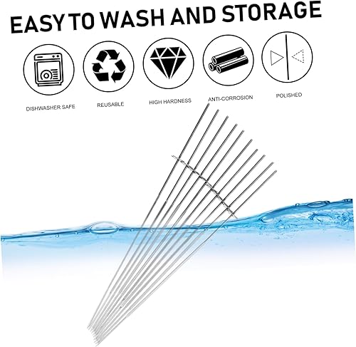 Miniatura 6 de Yardwe Parrilla de brocheta vertical, 10 piezas, pinchos de acero inoxidable