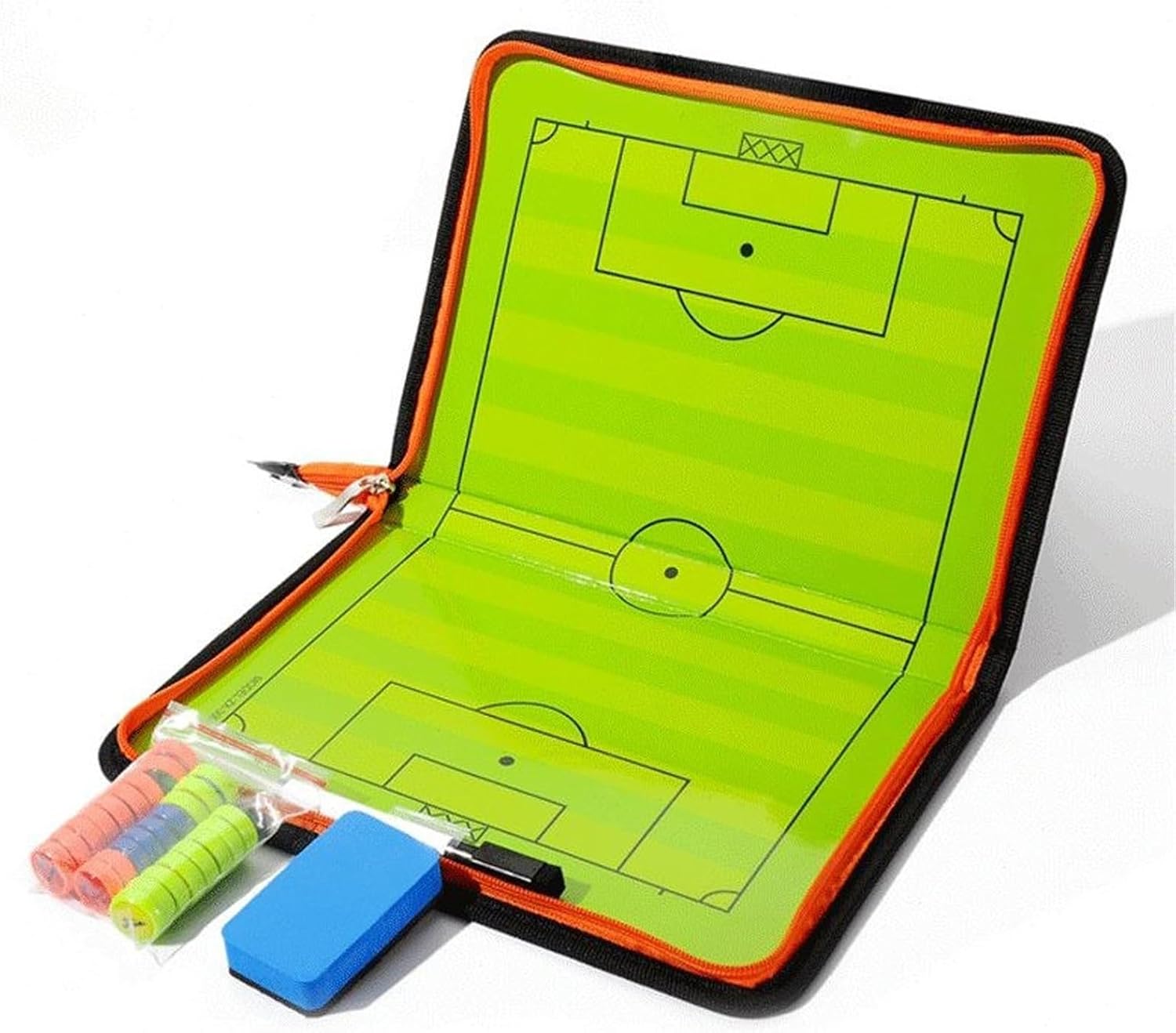 Magnetic Soccer Lineup Board, Magnetic Soccer Coaching Board, with Markers and Erasers, Sturdy Material, Zipper Design, Slim and Portable, for Training