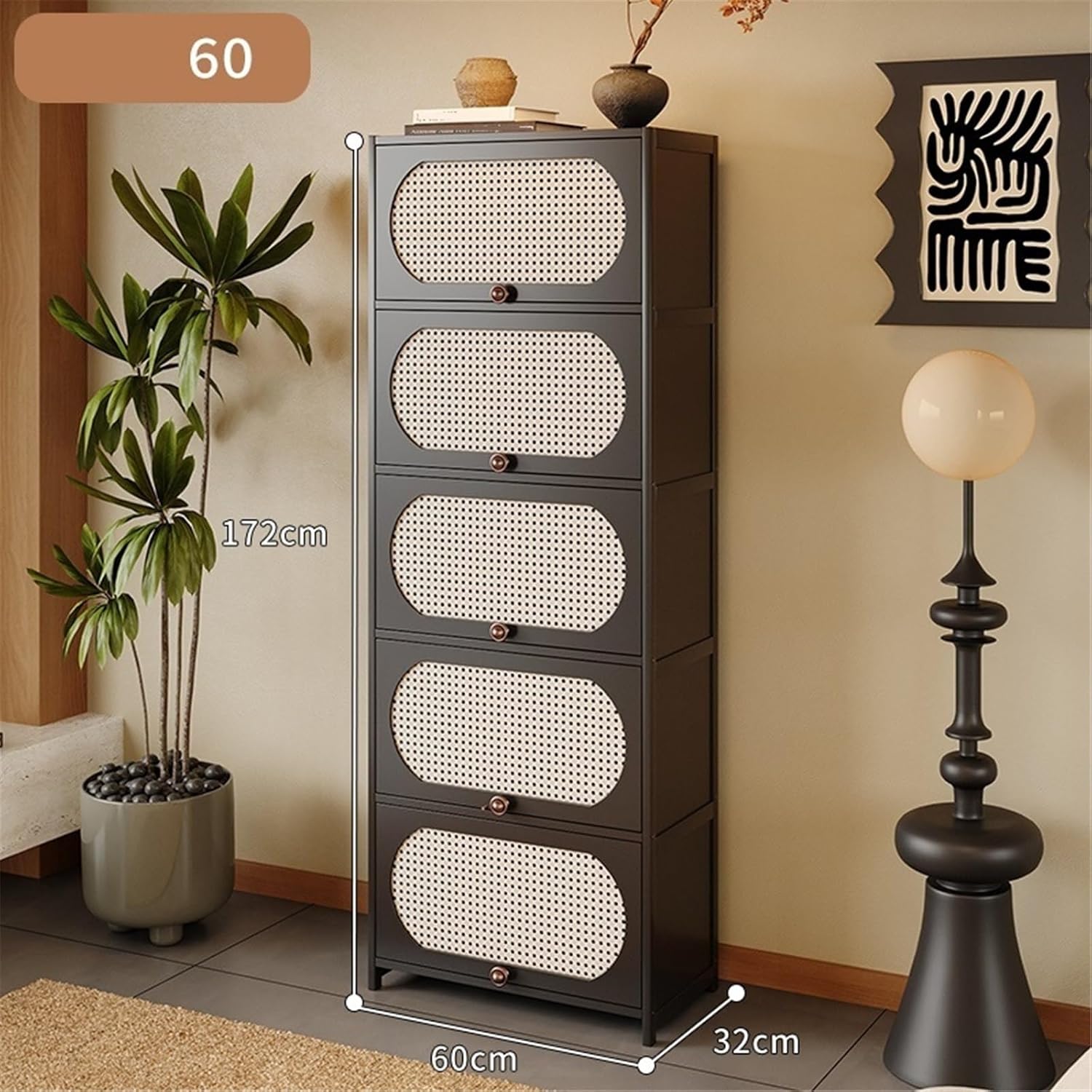 Sideboard Cabinet Black Corner Sideboard Bookshelf Floor-Standing Storage Unit for Living Room 60cm Console Coffee Table