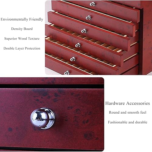 Miniatura 6 de HM&DX Caja de exhibición de madera para bolígrafos, vitrina de colección de bolígrafos con cajón y ventana de cristal, caja organizadora grande de