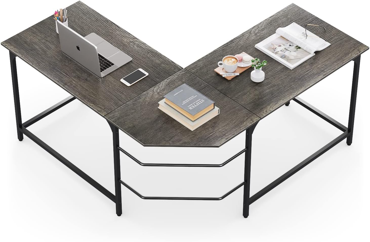 Elephance 59" Large L Shaped Desk Corner Computer Desk Gaming Table Workstation for Home Office