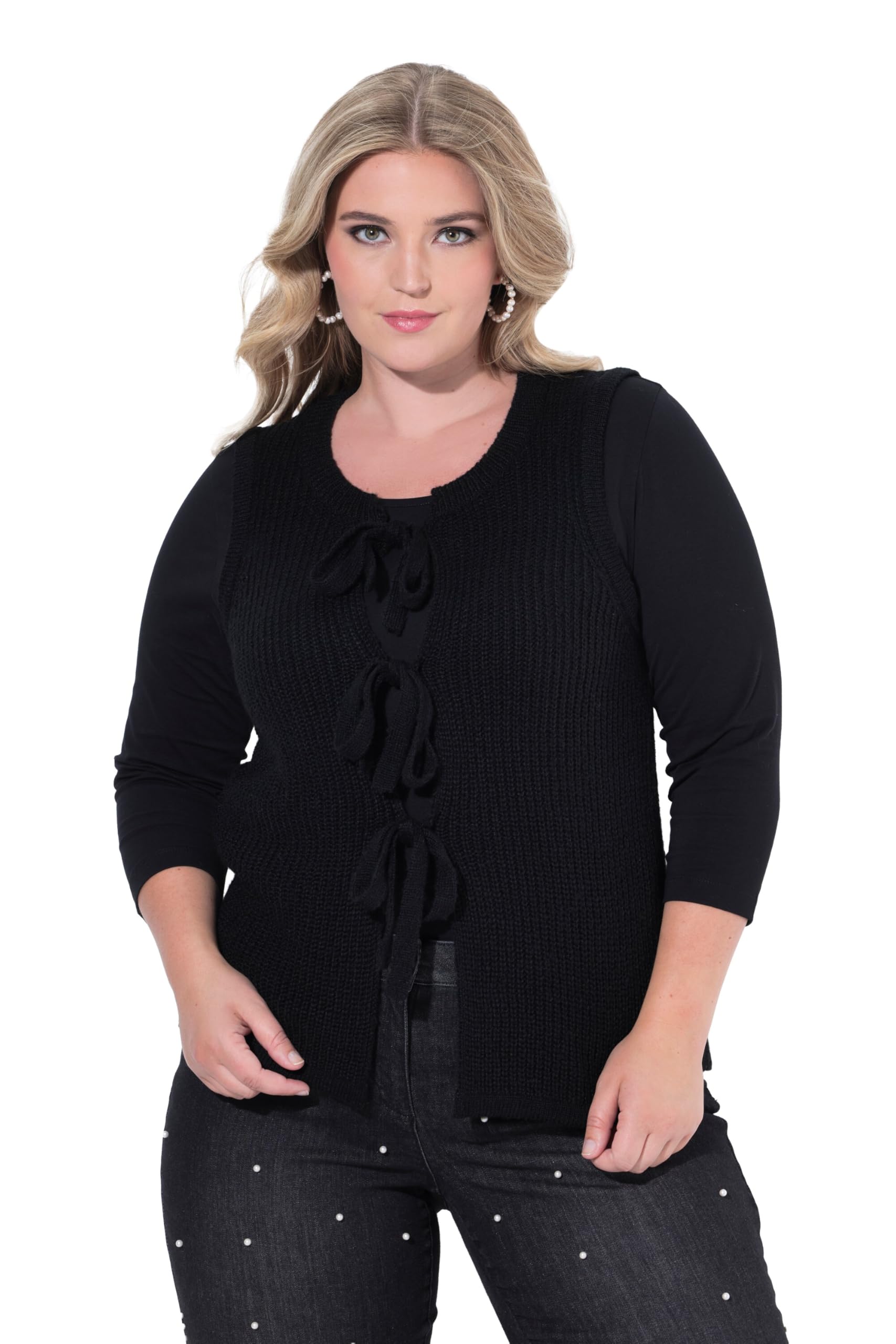 MIAMODA Damen große Größen Übergrößen Plus Size Pullunder, Straight Shape, Schleifenverschluss 845447