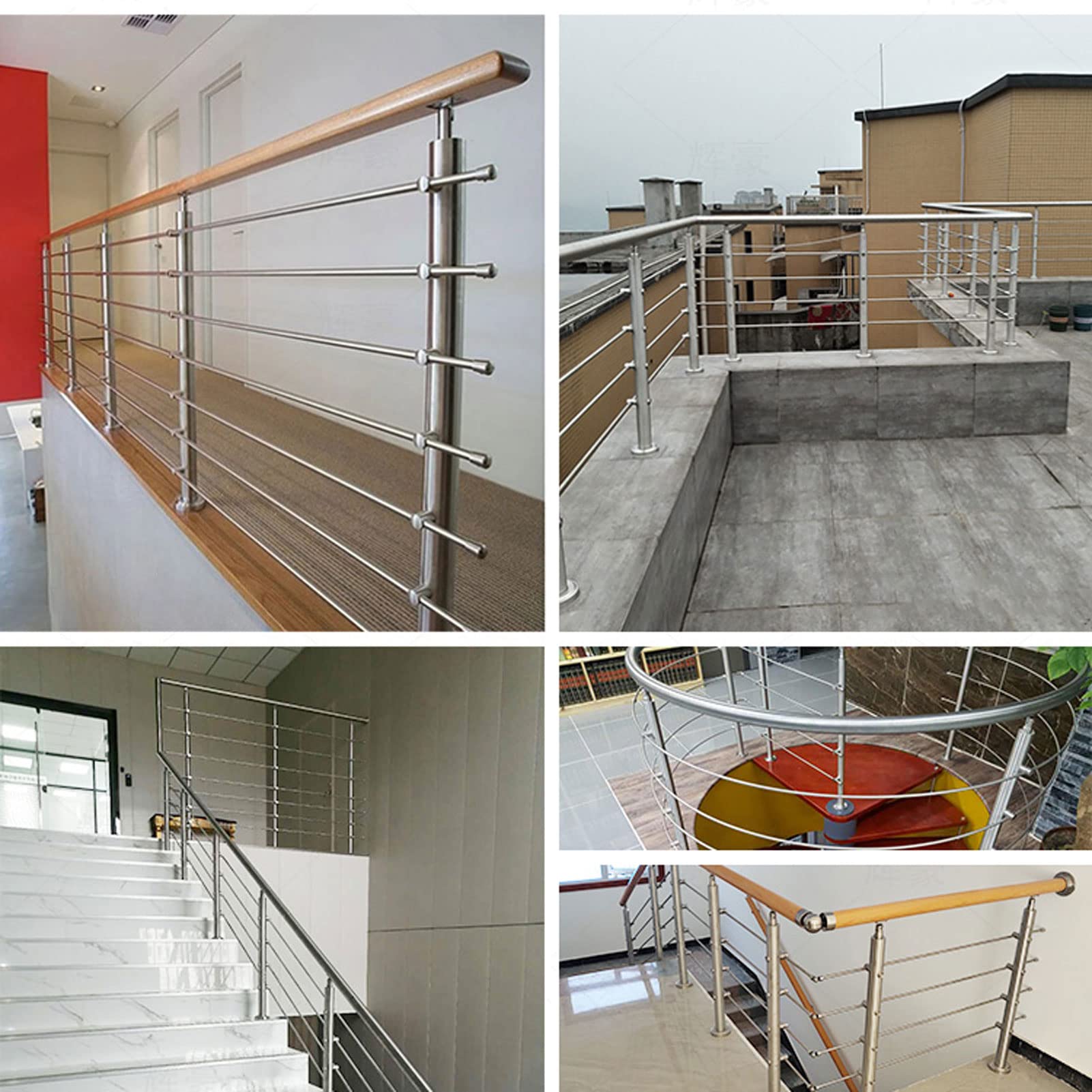 Słupek poręczy kablowej, wykończenie szczotkowane ze stali nierdzewnej Wstępnie nawiercony słupek do poziomicy z drewna i betonu Balustrada schodowa (850 mm)
