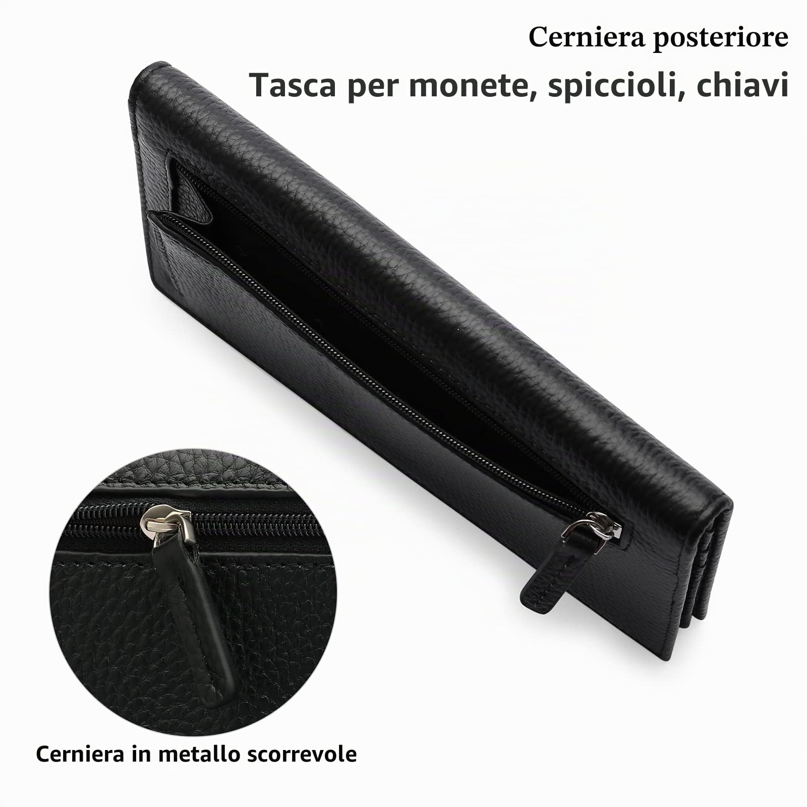 SENDEFN Vera Pelle Portafoglio Donna, Blocco RFID Sottile Carte Credito Portafogli con Finestra ID