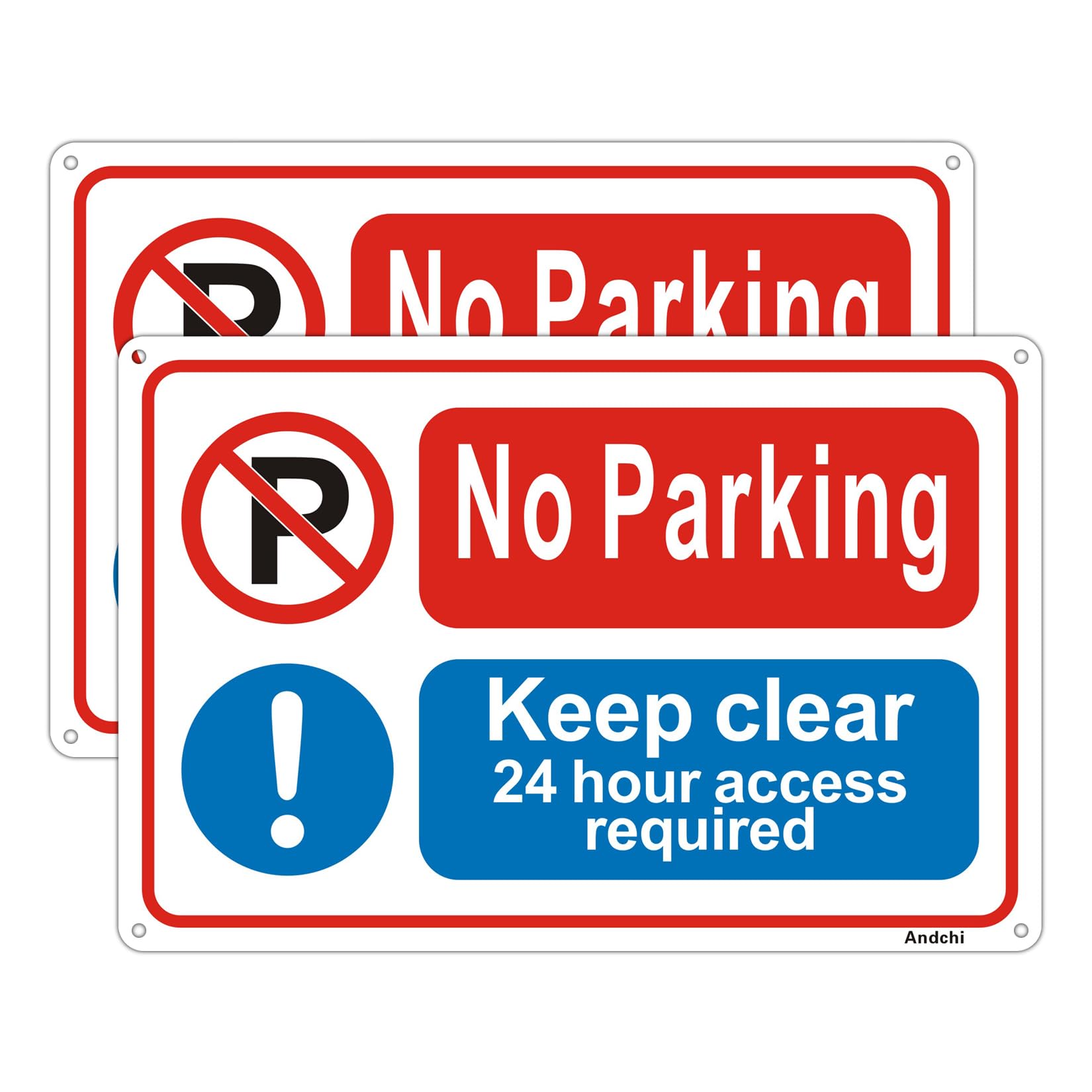 2pcs No Parking Signs at Entrances and Exits Aluminium Parking Prohibited Sign 20x30cm Safety Signage for Outdoor Road Community